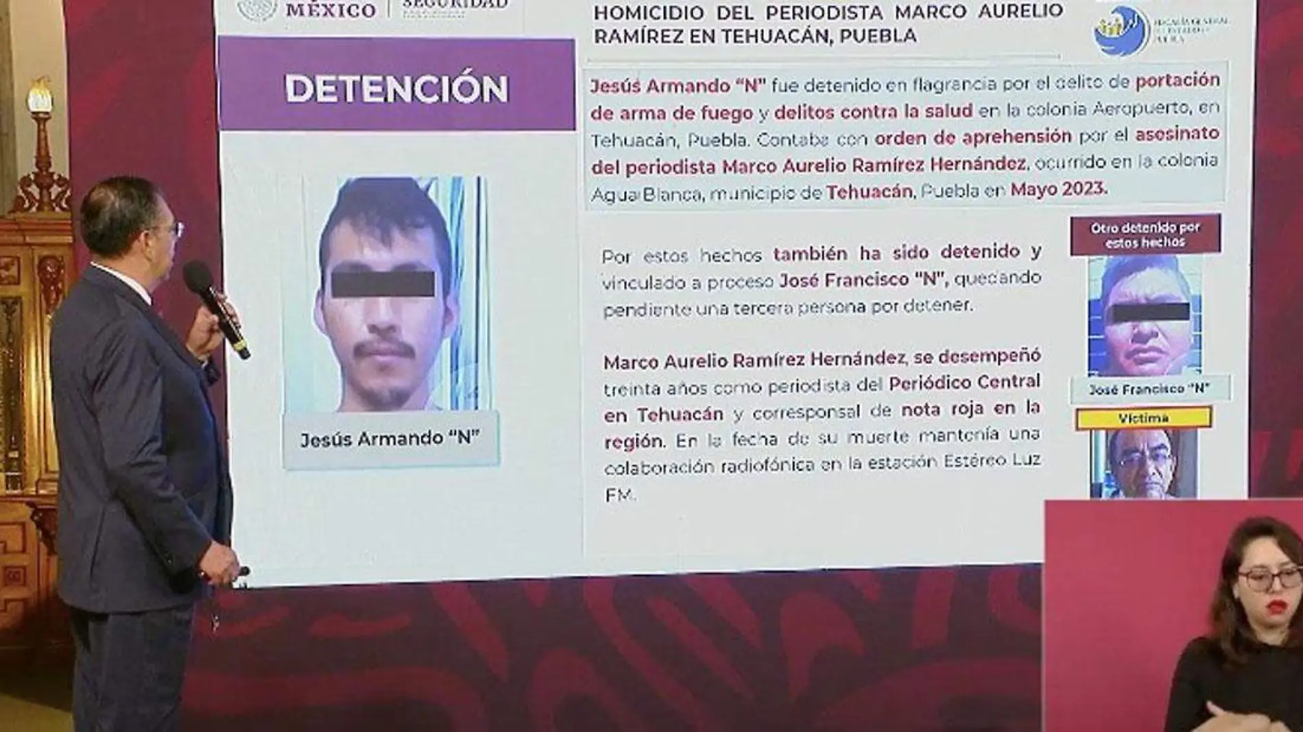 Detención de homicida de Marco Aurelio Ramírez resalta en la mañanera